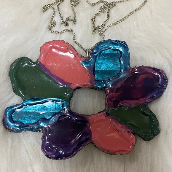 Purple, Blue, Pink, & Green Boho ONE OF KIND Exclusive Hand Designed Necklace - Picture 15 of 17